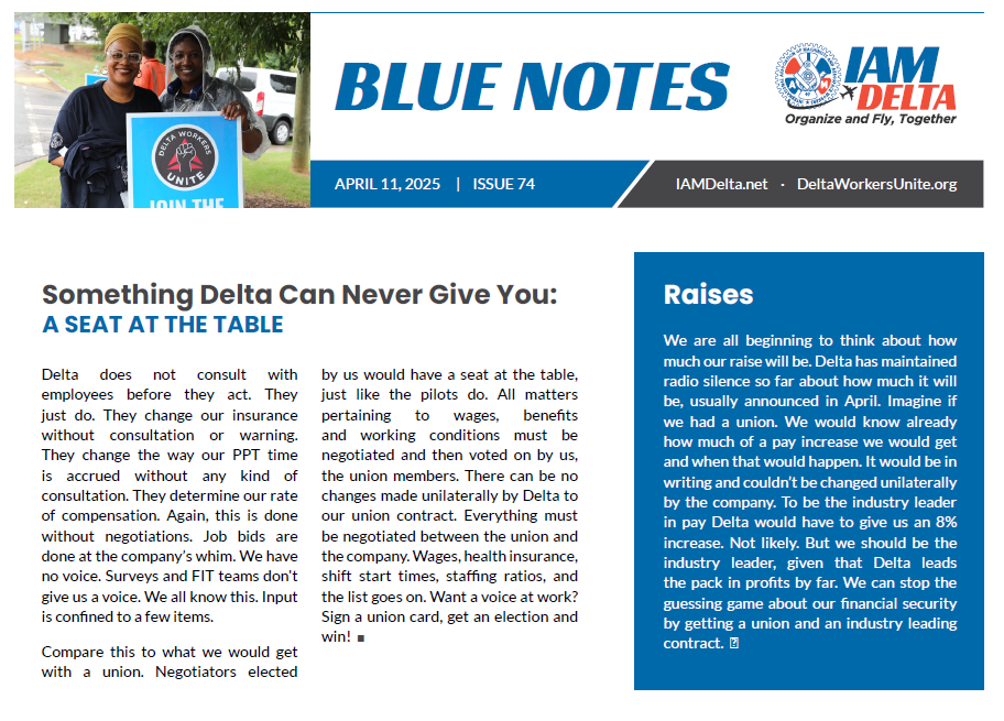 What Delta Can’t Do For Us Without a Union — Blue Notes 74